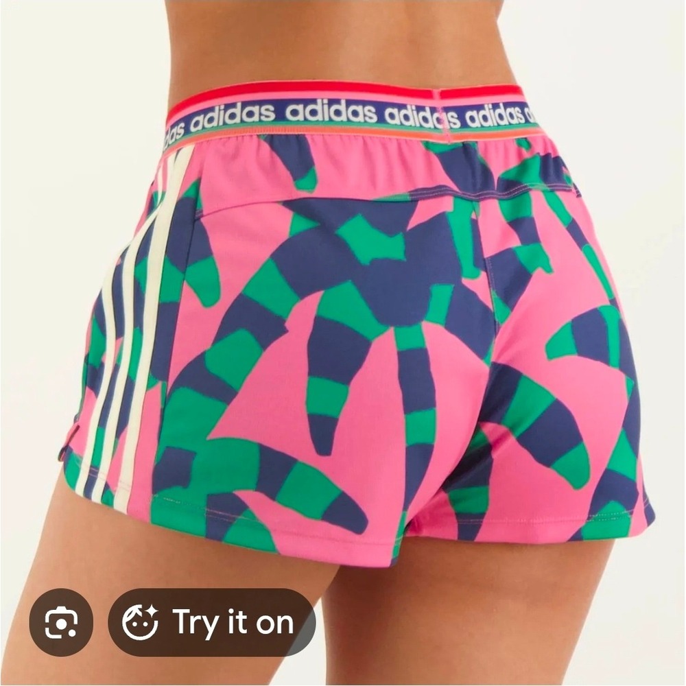 Adidas Farm Rio Pacer Tropical Palm Print Shorts Pink Teal Navy Mens Medium